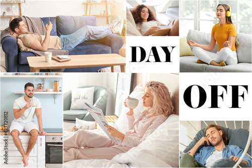 Collage of happy young peop...