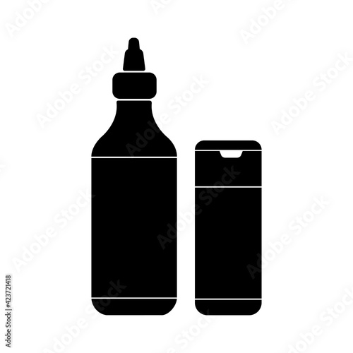 Chili sauce and toothpick bottle silhouette icons