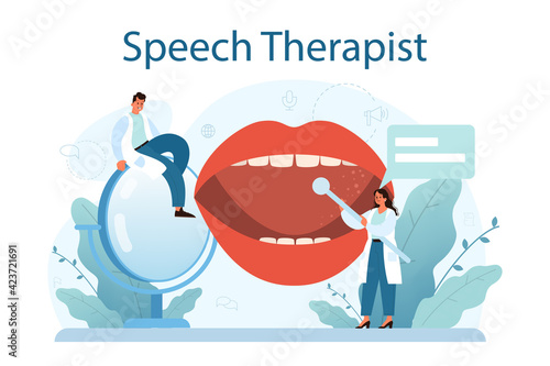 Speech therapist concept. Didactic correction and treatment idea.