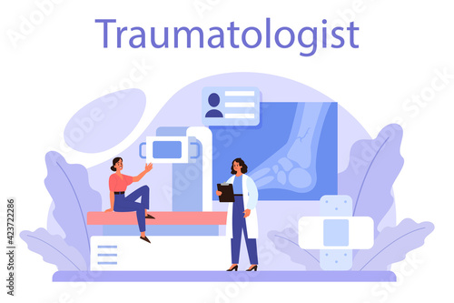 Traumatologist and trauma surgery doctor. Injured limb, broken bone