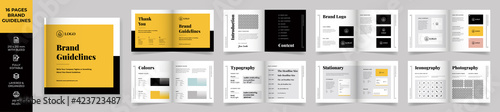 Square Brand Manual Template, Simple style and modern layout Brand Style , Brand Book, Brand Identity, Brand Guideline, Guide Book