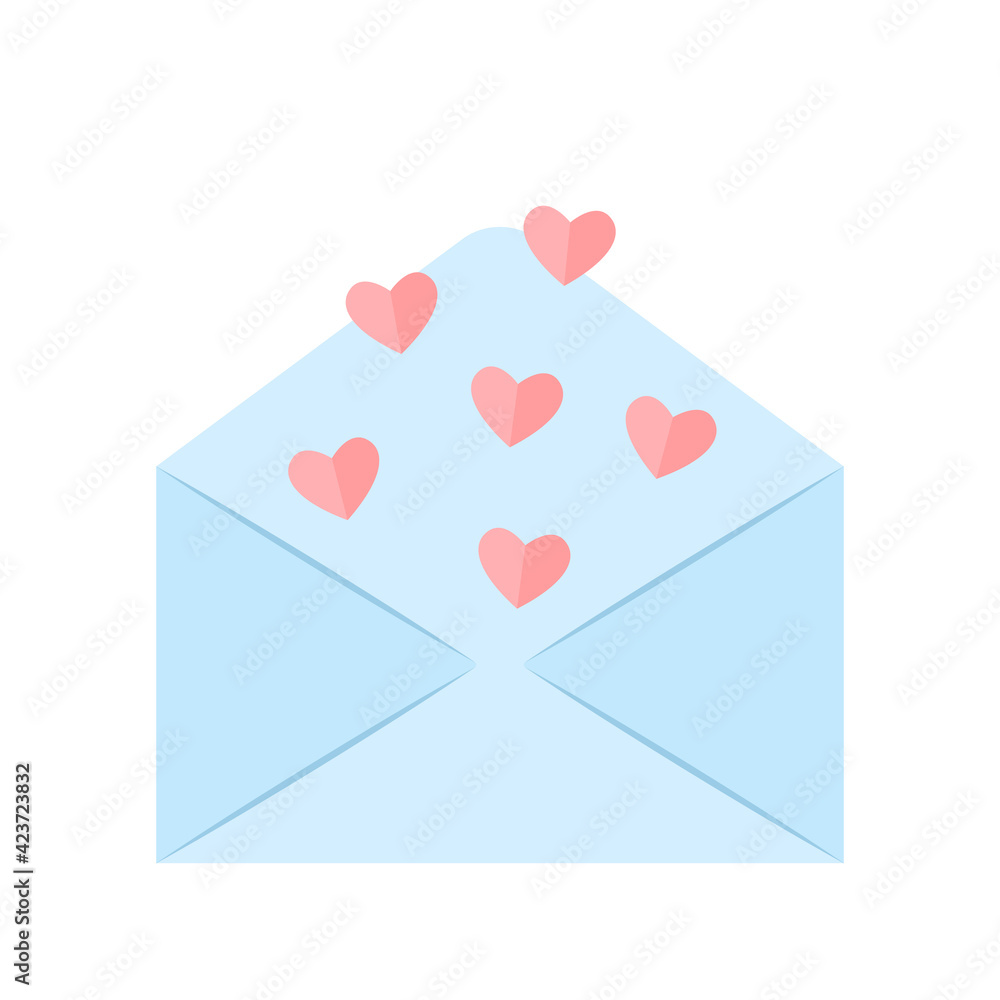 mail envelope with a letter of love with hearts. mail envelope with a letter of love with hearts.