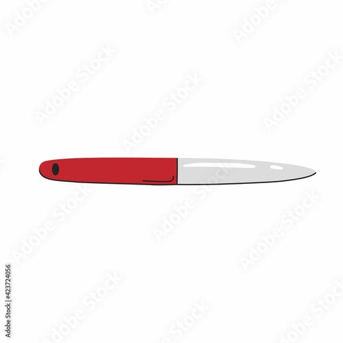 Red nail file in simple cute cartoon style isolated on white background. Vector illustration.