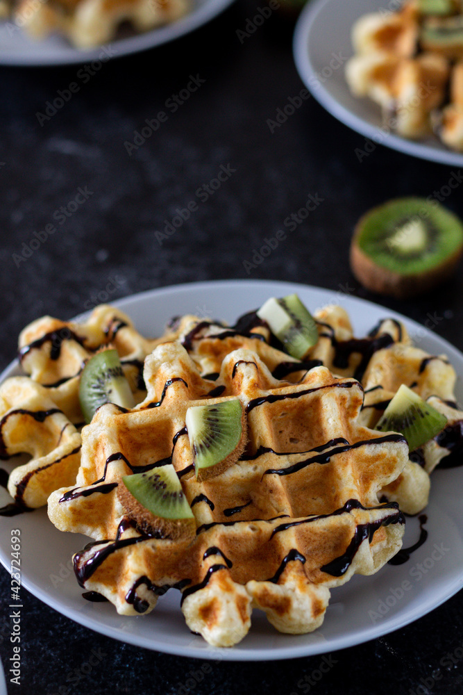 Waffles with chocolate 