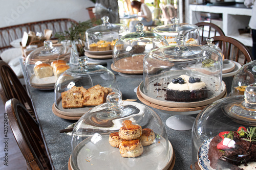 Table with Variety Cakes and Pastries