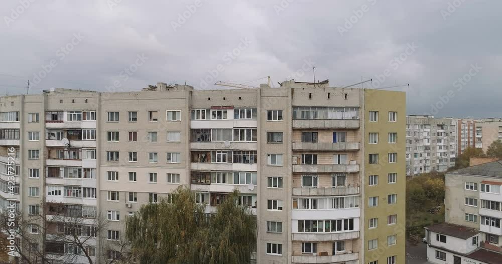 apartment building. insulation of the facade of a multi-storey building with mineral wool insulation panels apartment building. insulation of the facade of a multi-storey building with mineral wool insulation panels