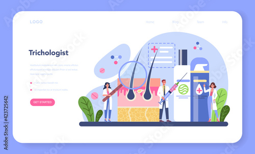 Dermatologist web banner or landing page. Dermatology and trichologist