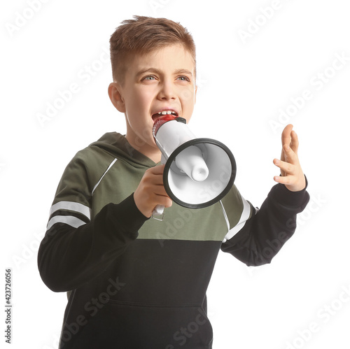 Screaming little boy with m...