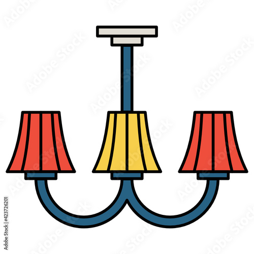 Cone Shaped Chandelier Concept  Decorative Ceiling Hanging Light Vector  Icon Design  Interior design Symbol  Home Office decoration Sign  Residential and Commercial Decor Elements stock illustration