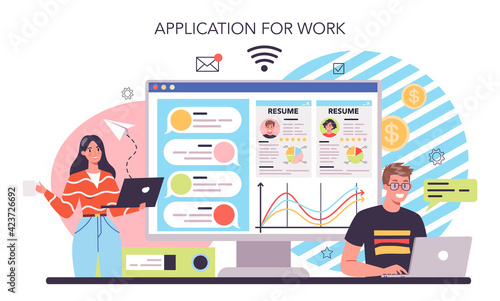 Human resources online service or platform. Idea of recruitment