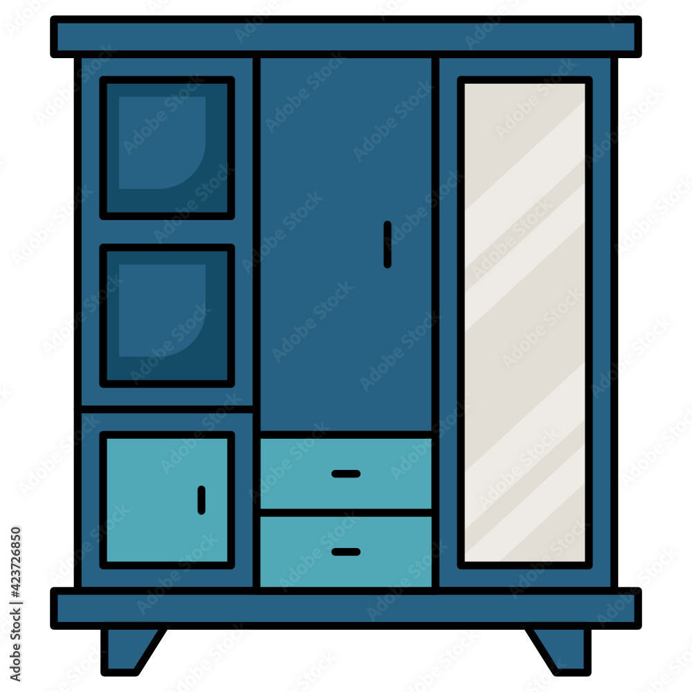 Living Room Storage Furniture Concept, Closet with Sidemirror Vector color line Icon Design, Interior design Symbol, Home Office decoration Sign, Residential and Commercial Decor stock illustration Living Room Storage Furniture Concept, Closet with Sidemirror Vector color line Icon Design, Interior design Symbol, Home Office decoration Sign, Residential and Commercial Decor stock illustration