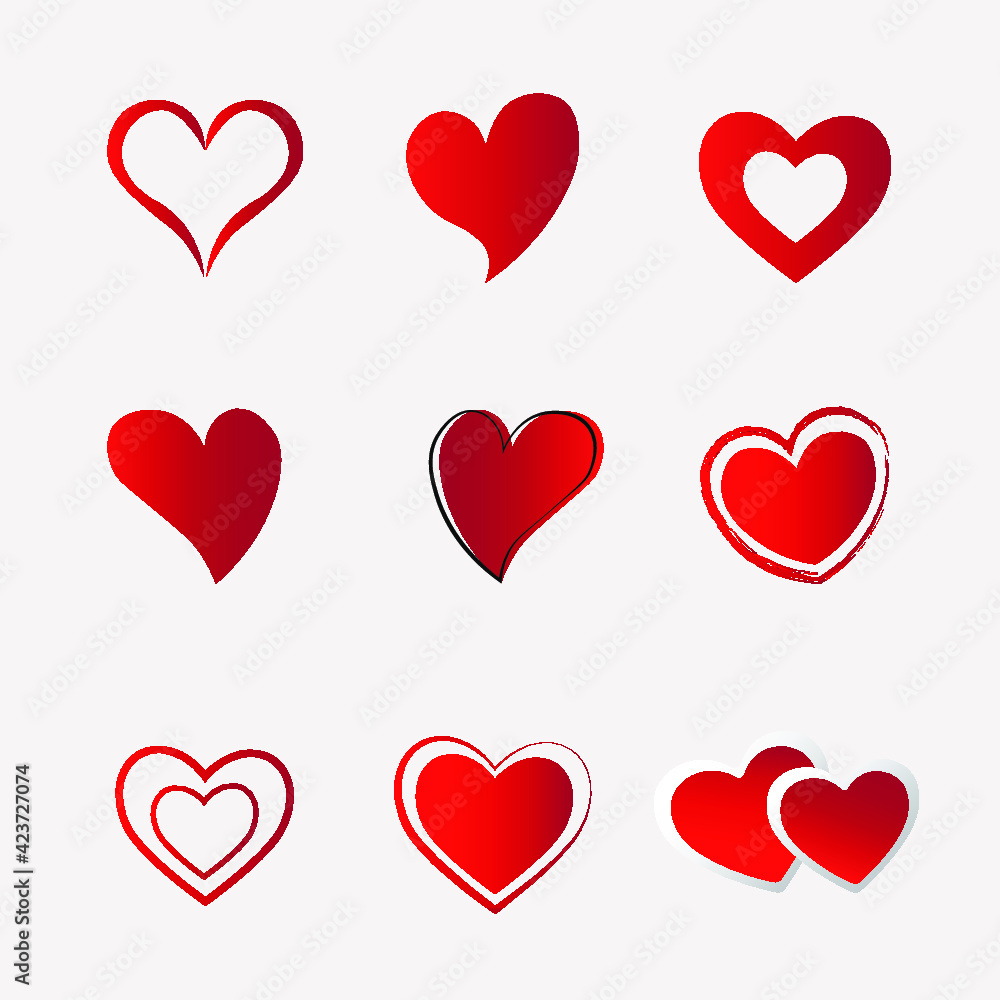 Red Heart Silhouette Set Red Heart Silhouette Set
