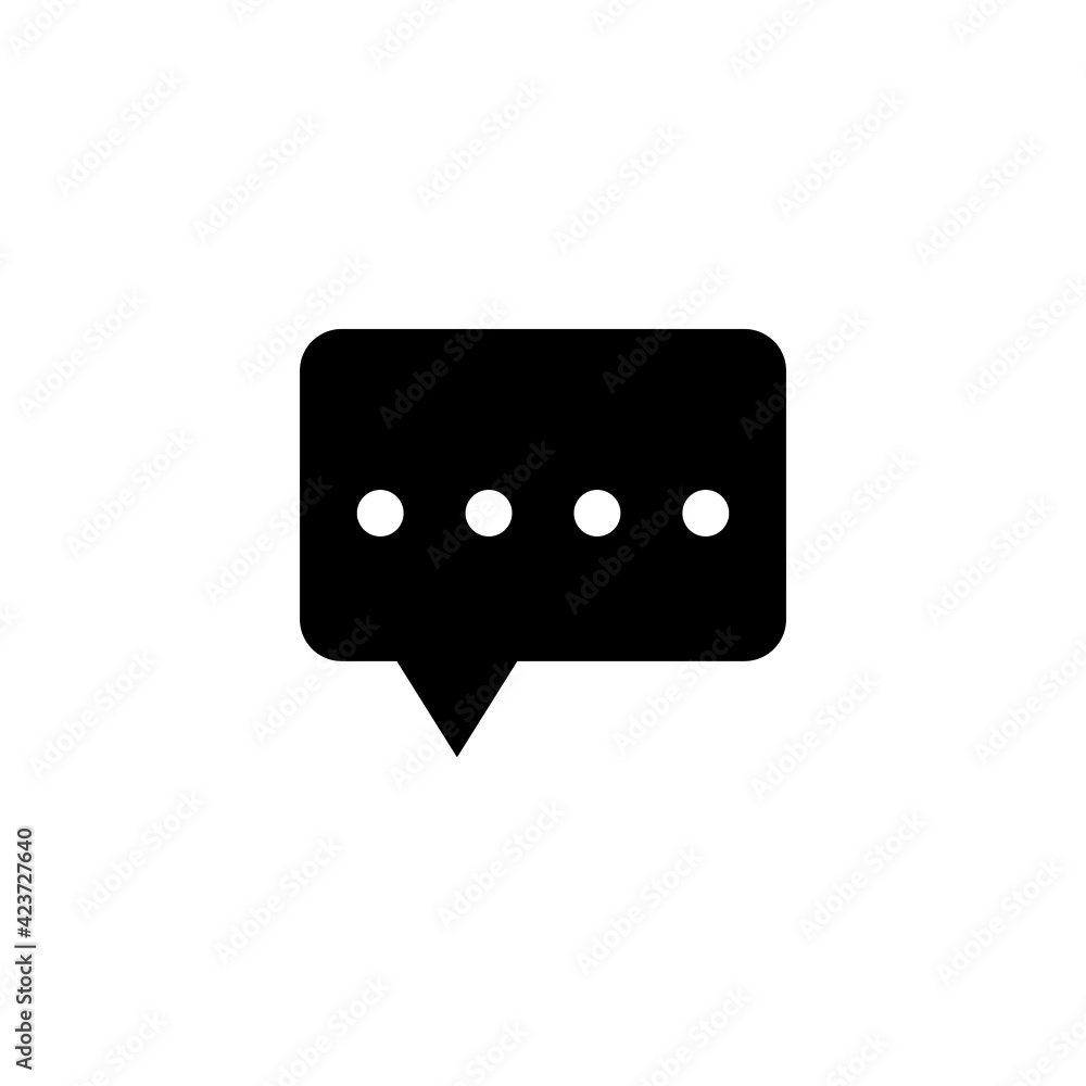 Chat bubble, speech bubble, icon in solid black flat shape glyph icon, isolated on white background Chat bubble, speech bubble, icon in solid black flat shape glyph icon, isolated on white background