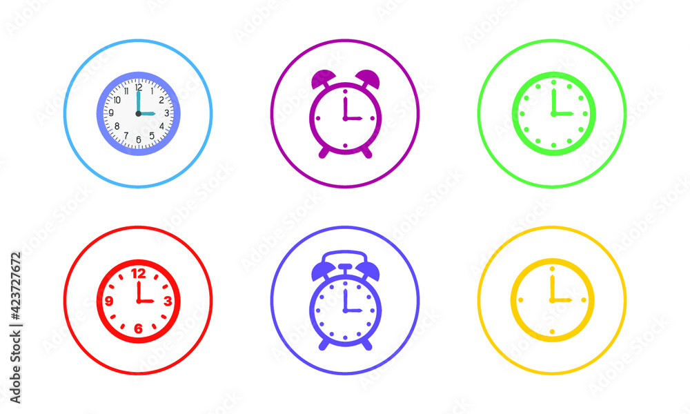 Colorful Clock Icon Set