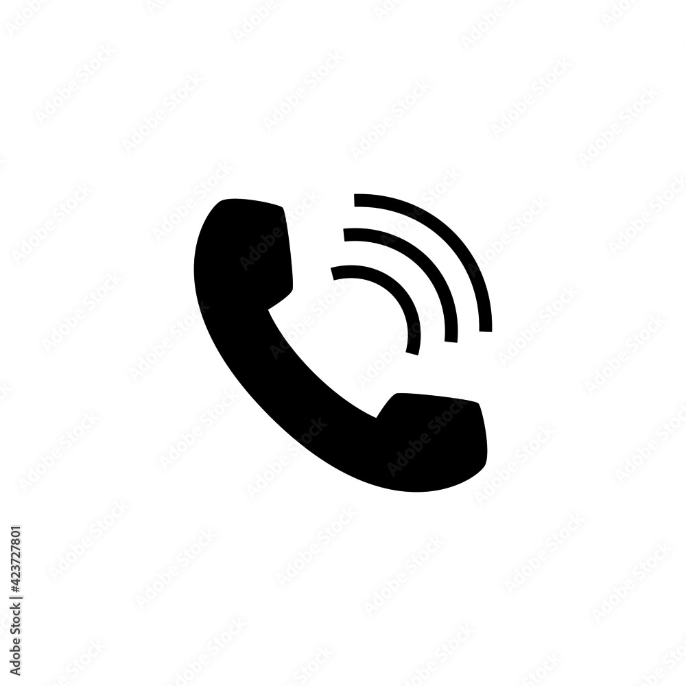 Phone call ringing icon in solid black flat shape glyph icon, isolated on white background Phone call ringing icon in solid black flat shape glyph icon, isolated on white background