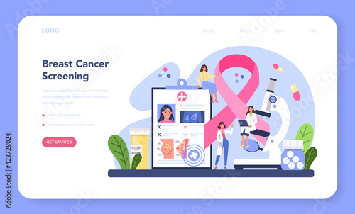 Mammologist web banner or landing page. Consultation with doctor