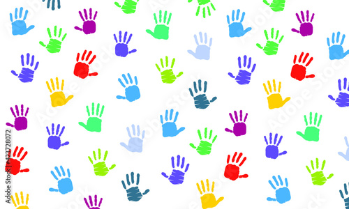 Colorful Hand Print Silhouette Background