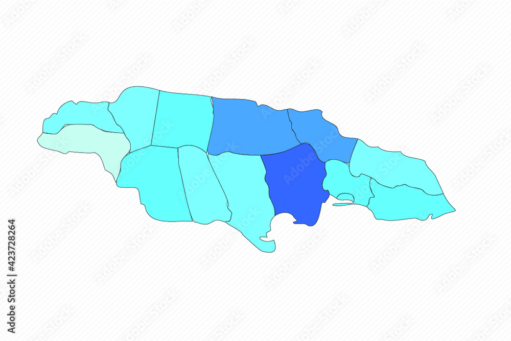 Jamaica Detailed Map With States