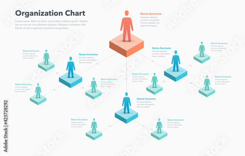 Company organization chart template with place for your content. Easy to use for your website or presentation.