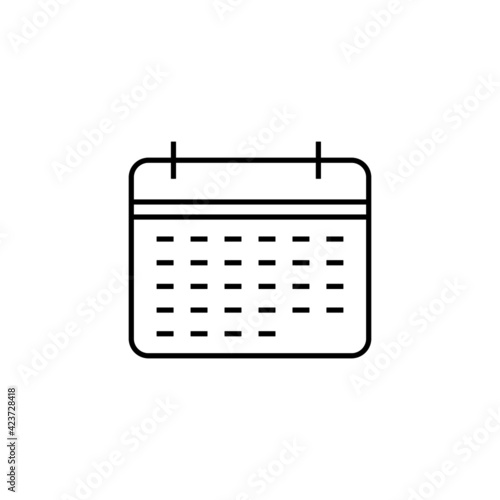 Calendar, schedule icon in flat black line style, isolated on white 