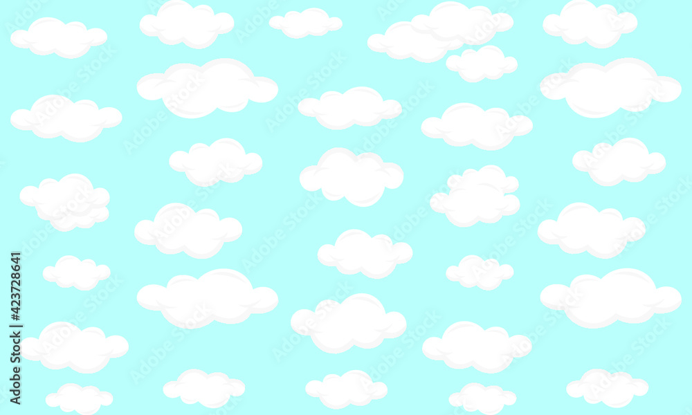 Cute Clouds Pattern on Blue Background