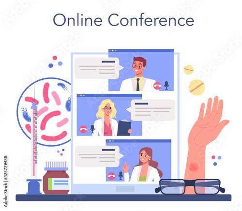 Phthisiatrician online service or platform. Doctor standing at big lungs