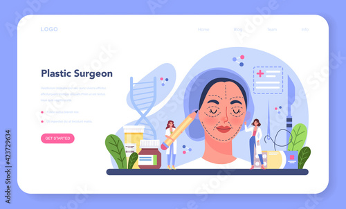 Plastic surgeon web banner or landing page. Idea of body and face