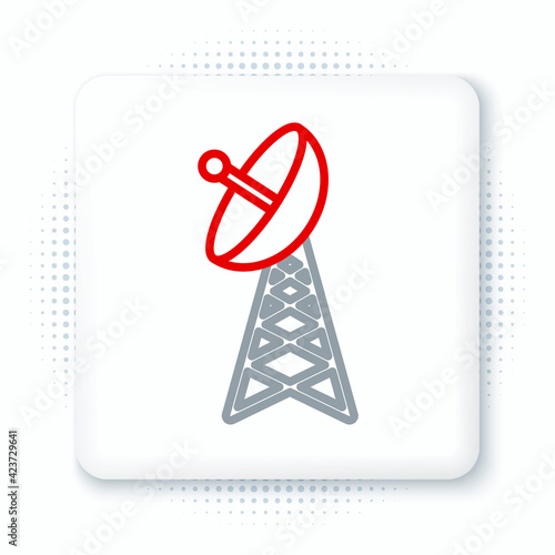 Line Radar icon isolated on white background. Military search system. Colorful outline concept. Vector