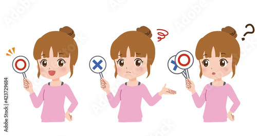 回答する若い女性のイラスト