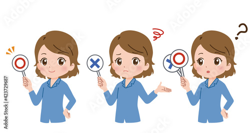 回答する若い女性のイラスト