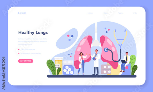 Pulmonologist web banner or landing page. Idea of health