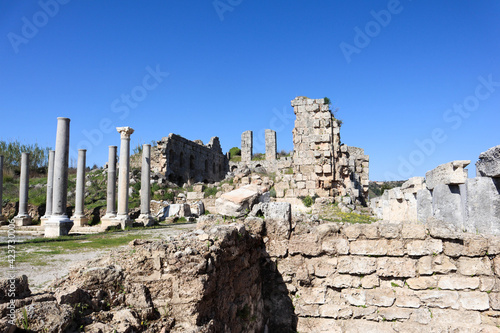 scenic ruins of ancient city Perge near ANtalya, Turkey