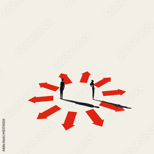 Business different opinion vector concept. Symbol of discussion, communication, decision. Minimal illustration