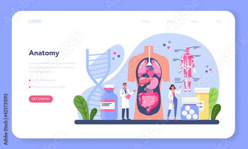 Surgeon web banner or landing page. Doctor performing medical operations.