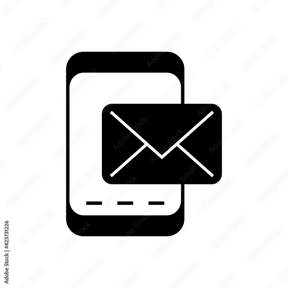 smartphone send message icon in solid black flat shape glyph icon, isolated on white background smartphone send message icon in solid black flat shape glyph icon, isolated on white background
