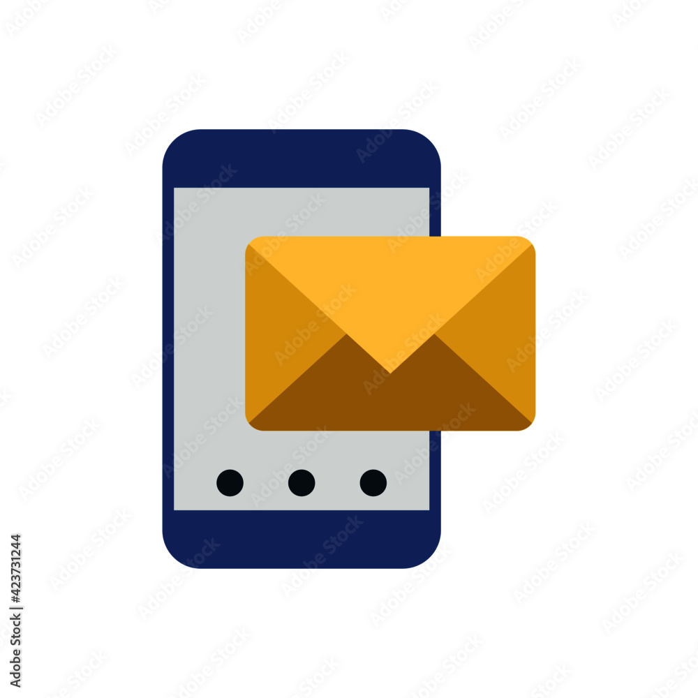 smartphone send message icon in color icon, isolated on white background smartphone send message icon in color icon, isolated on white background