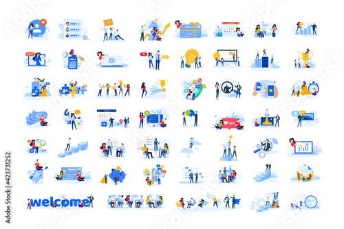 Set of modern flat design people icons. Vector illustration concepts of business, finance, marketing, technology, teamwork, management, e-commerce, web dewelopment and seo, business success and career photo