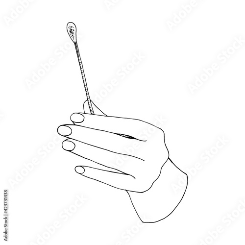 Coronavirus smear test. Cotton bud in hand