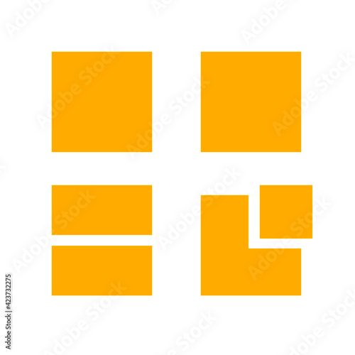 Set of lines in Square symbol form. Geometric art. Design element for frame, logo, abstract vector background.