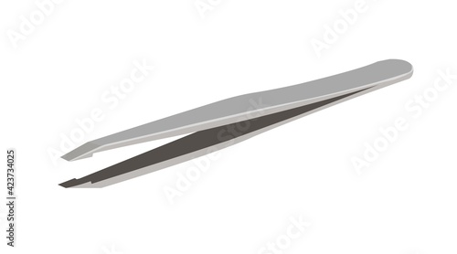 Vector isolated illustration of realistic metal tweezers