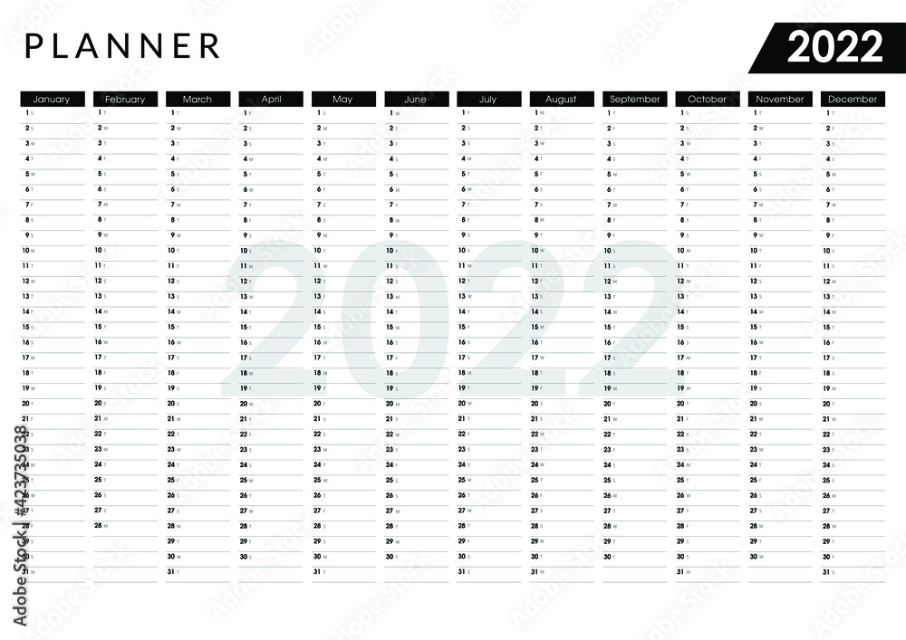 2022 Yearly Planner Horizontal Wall Calendar Design Template Annual 2022-yearly-planner-horizontal-wall-calendar-design-template-annual