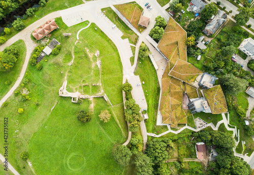 Ruins of the Rezekne castle hill and Zeimuls, Latvia. Captured from above. photo