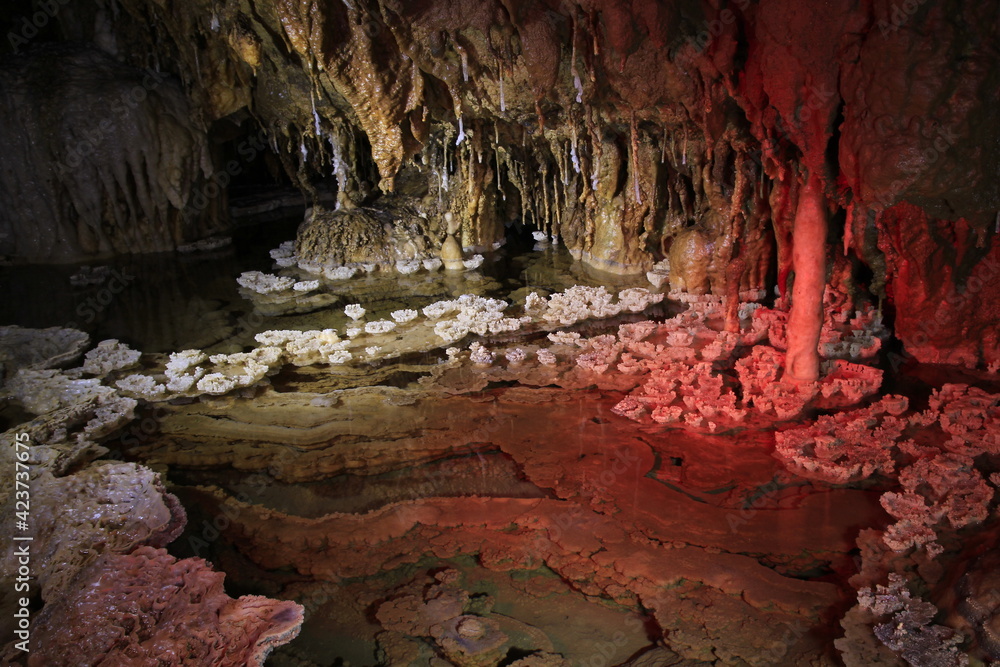 The beauty of stalagmite ornament of Gilap Cave in Gunungsewu karst area. Karst area is a place for water conservation.