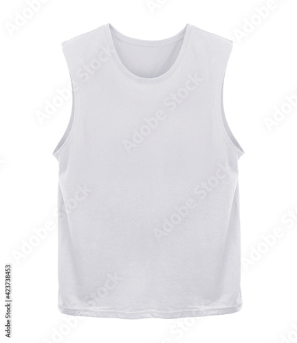 Картината върху платно Blank muscle tank top color white front view on white background