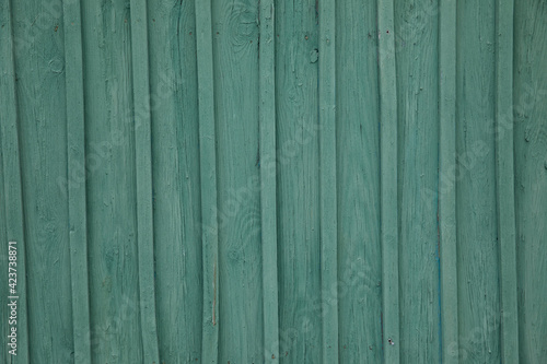 Green wooden background consisting of wooden planks