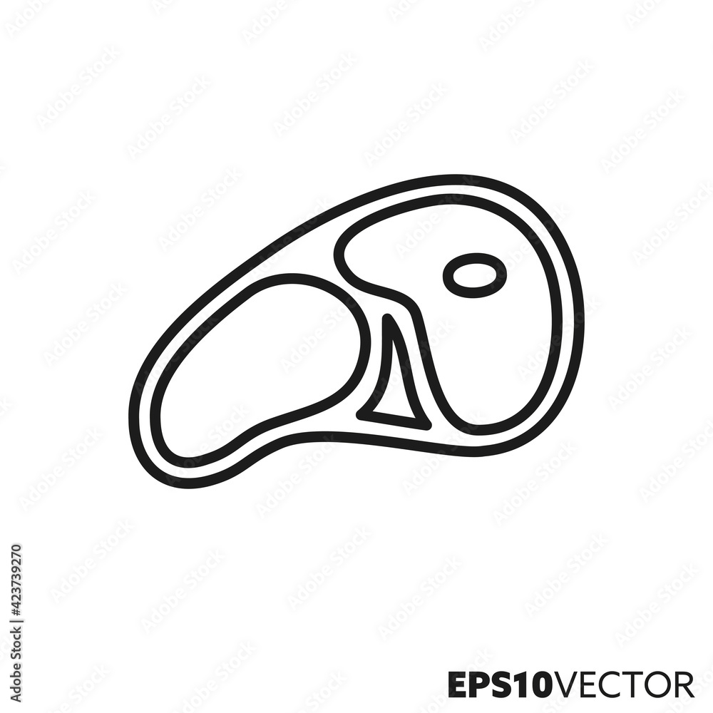 Steak line icon. Outline symbol of prepared food. Raw beef vector illustration. Steak line icon. Outline symbol of prepared food. Raw beef vector illustration.