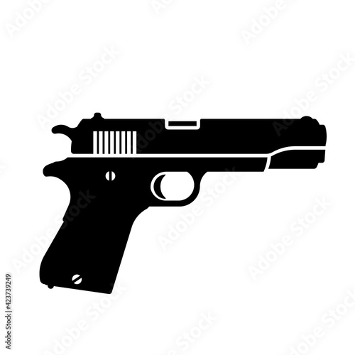 45 gun glyph icon. Clipart image isolated on white background