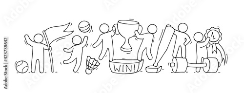 Sketch of sport class with little people.
