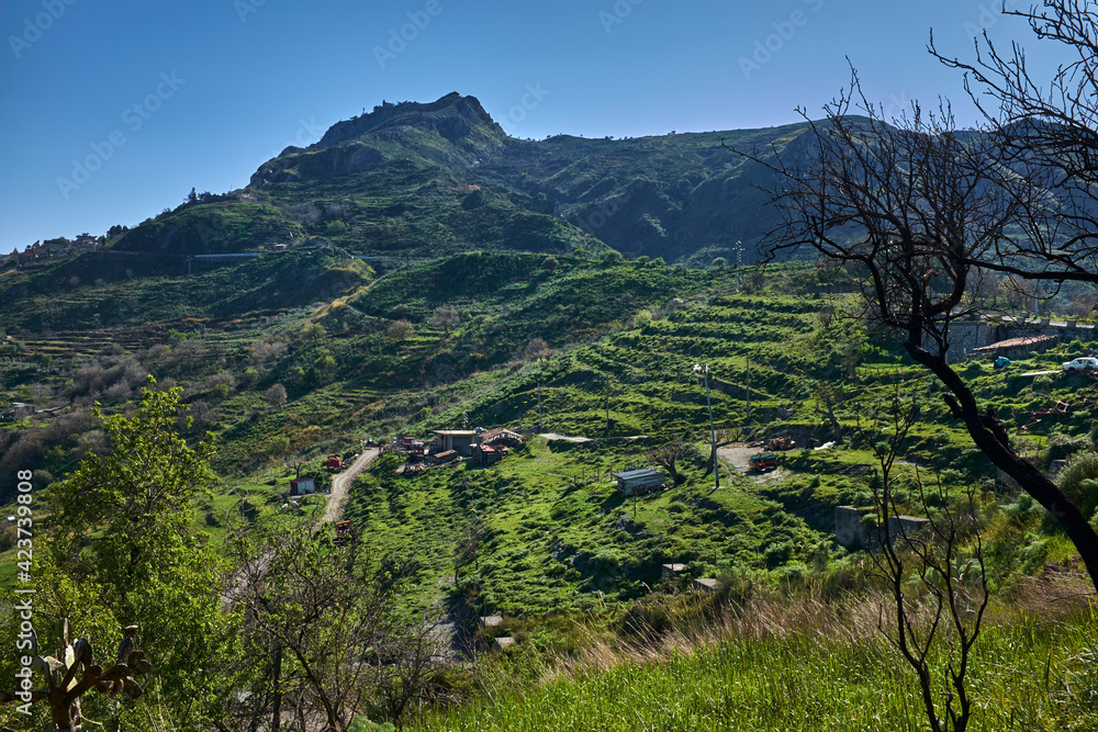 monte kalfa in Sicilia and rural settlement among green pastures
