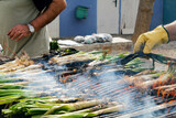 cooking calçots on the barbecue